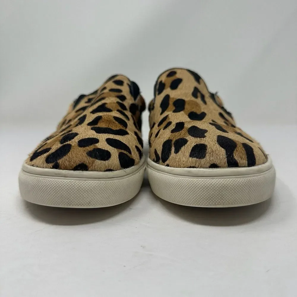 Steve Madden Shoes Womens 9M Tan Ecentrcl Animal Print Cow Hair Slip On Sneakers